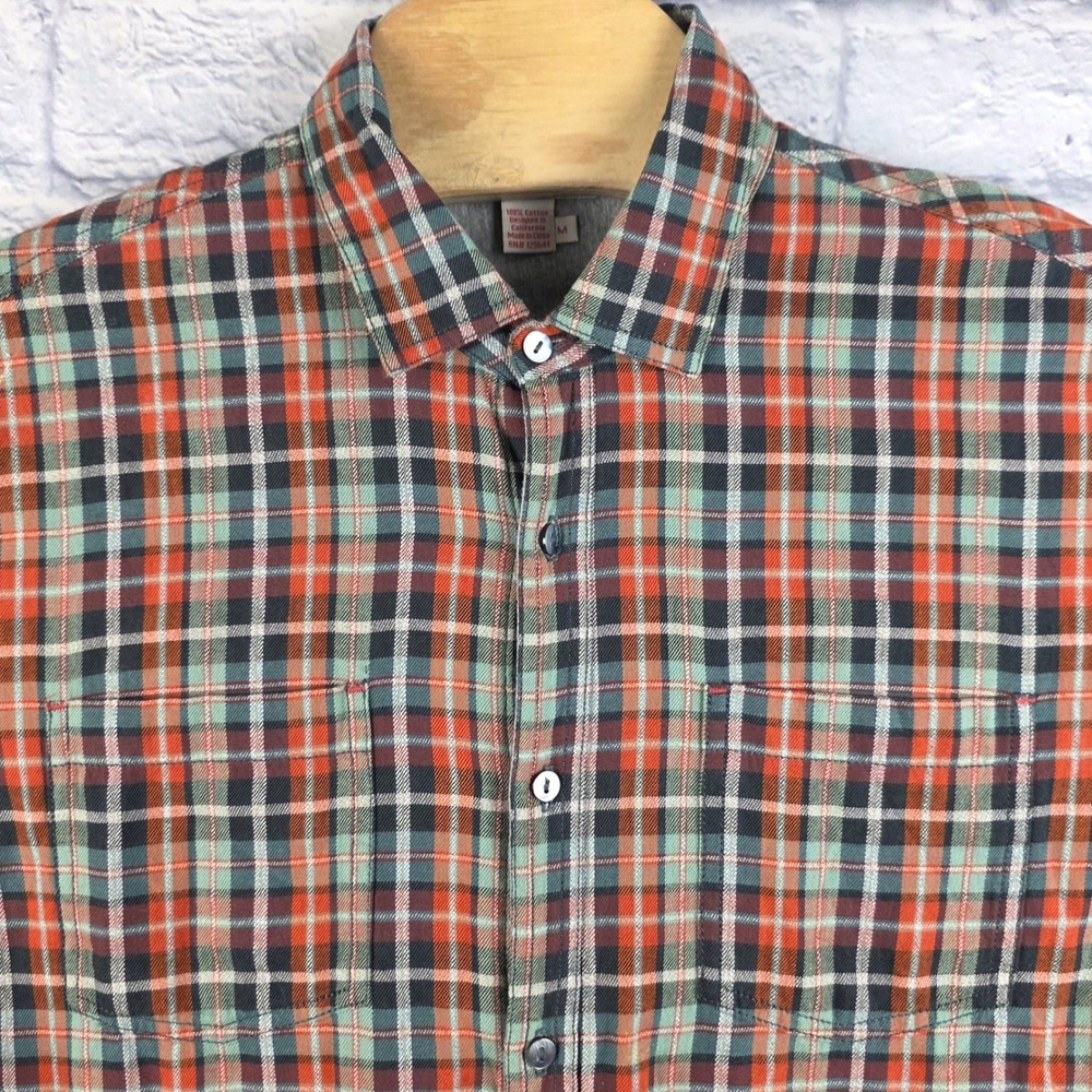 Carbon 2 Cobalt Men Multicolor Plaid Jersey Lined Flannel Button Up Shirt Medium